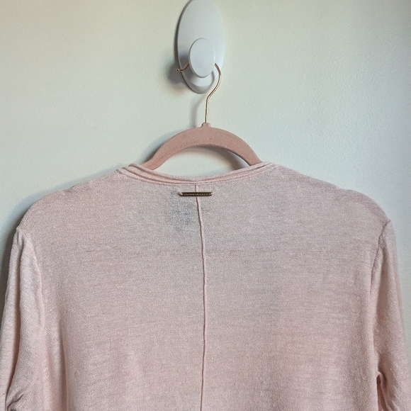 DONNA KARAN Soft Pink Feminine Open Front Long Lined Linen Cardigan Size Medium - Picture 7 of 11